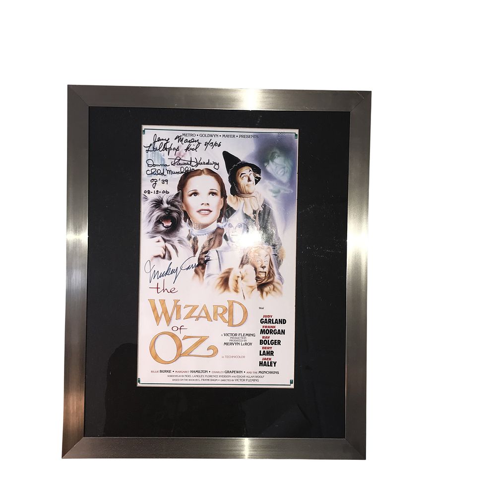 Lot 131: Framed The Wizard of Oz Promotional Poster Autographed by Three Munchkin Cast Members