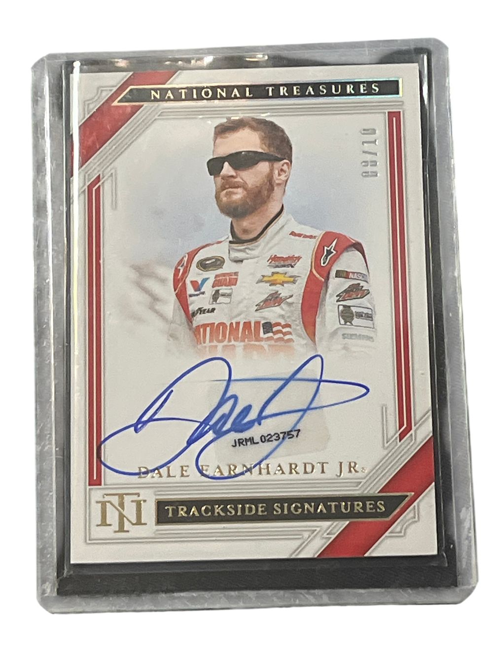 Lot 305o: 2021 Panini National Treasures Racing Dale Earnhardt Jr Trackside Signatures Autograph Card 08/10
