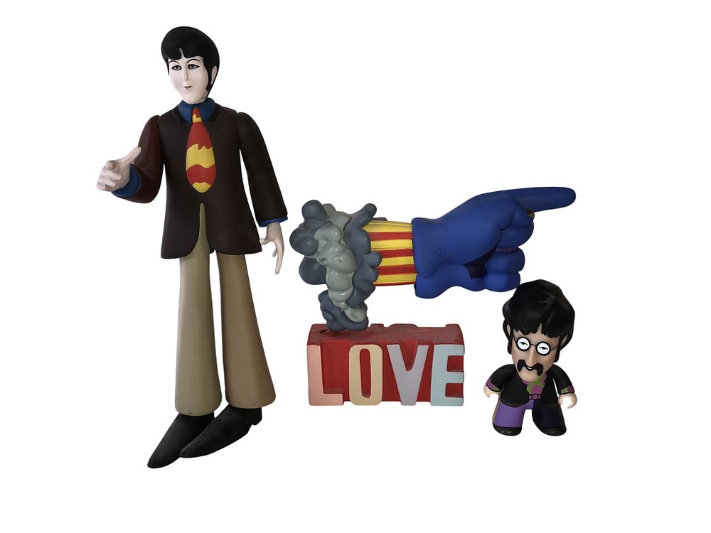 Lot 117: The Beatles Yellow Submarine Figures Including McFarlane Toys Paul McCartney and Titan John Lennon