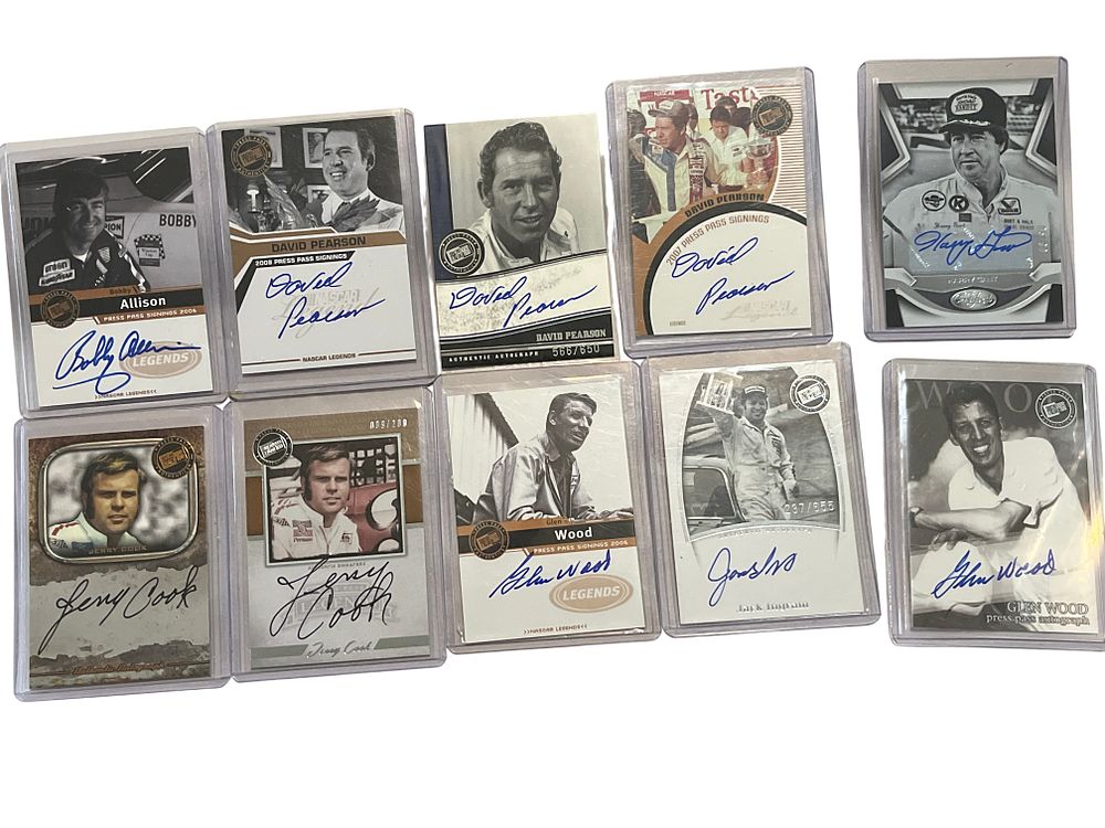 Lot 305z: A Collection of Ten Autographed NASCAR Trading Cards Including Press Pass and Panini