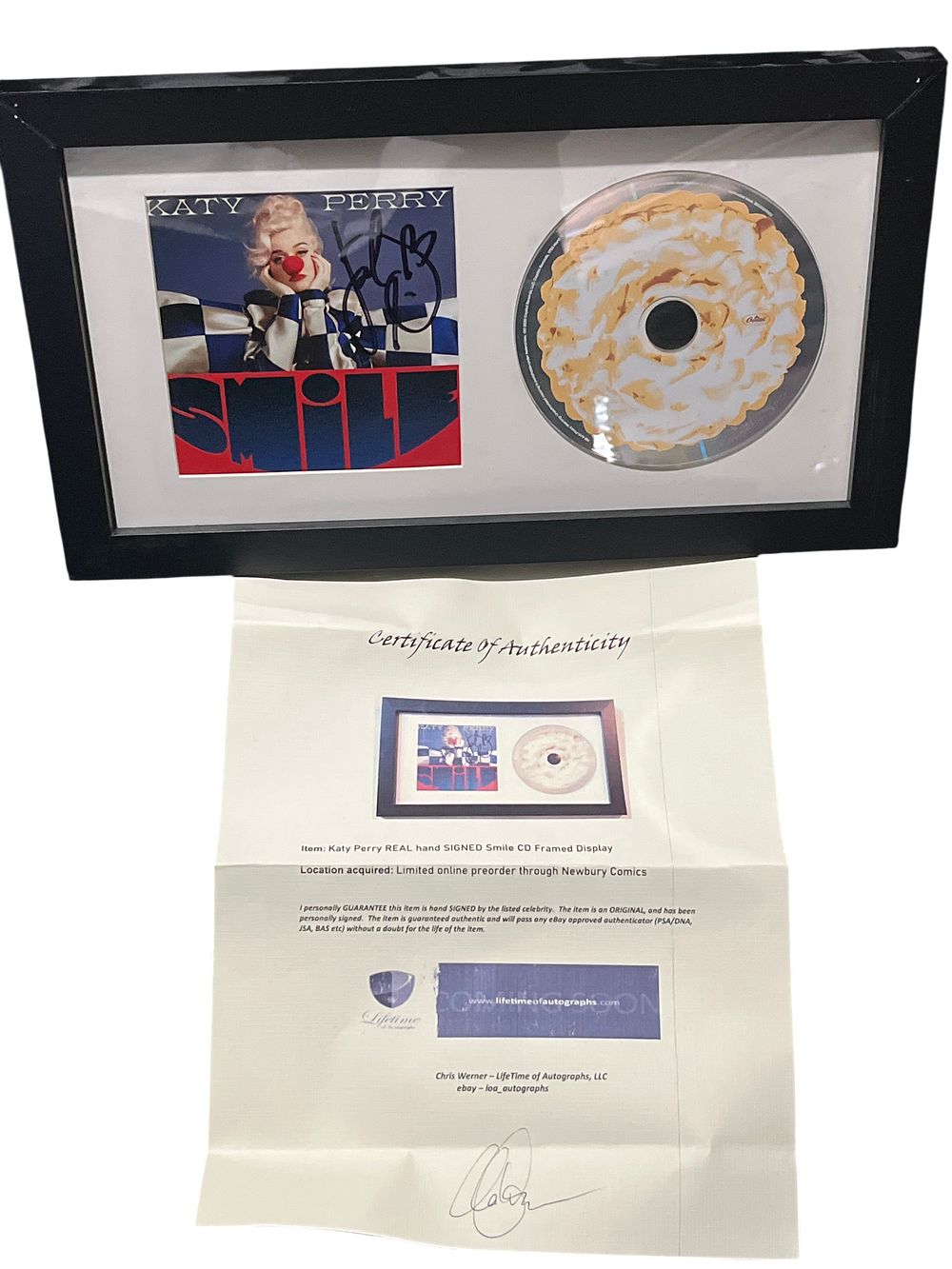 Lot 127: Katy Perry Signed Smile CD Album Framed Display with COA