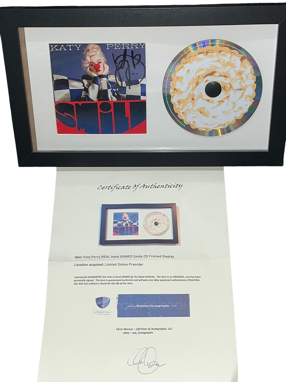 Lot 141: Katy Perry Signed Smile CD Album Framed Display with COA