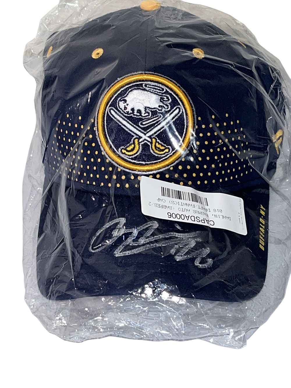 Lot 237: Rasmus Dahlin Autographed Buffalo Sabres 2018 NHL Draft Cap