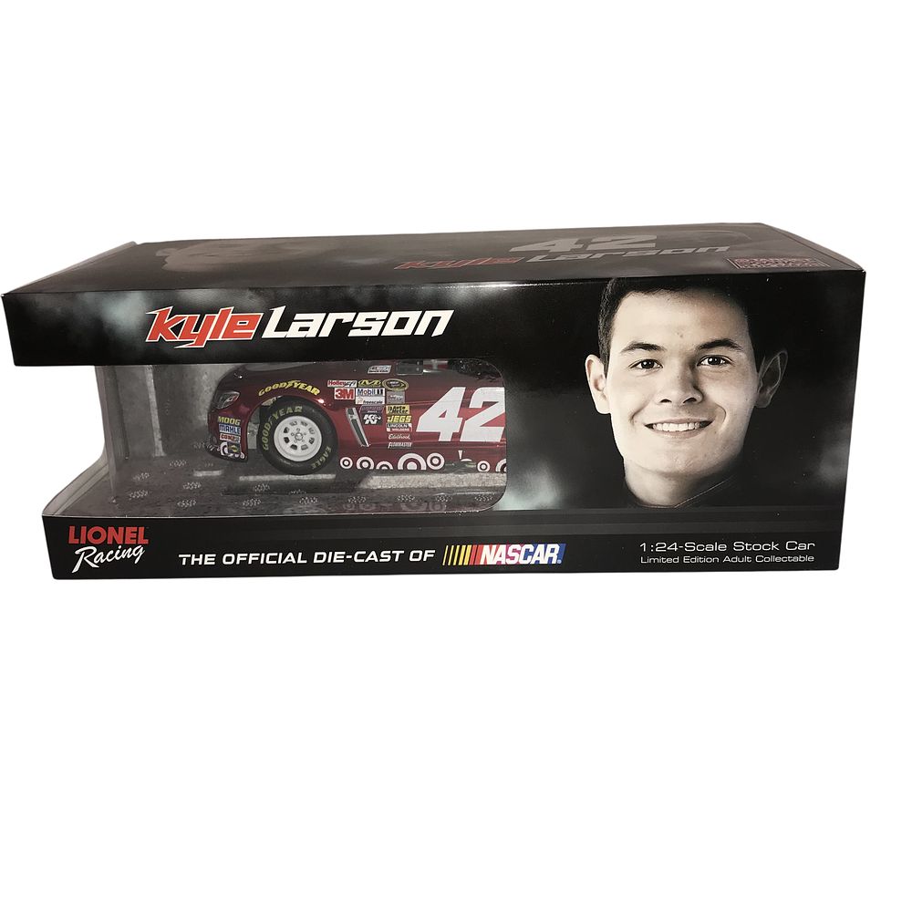 Lot 393: Kyle Larson 2015 Target Number 42 Color Chrome Autographed 1:24 Scale Die-Cast Stock Car