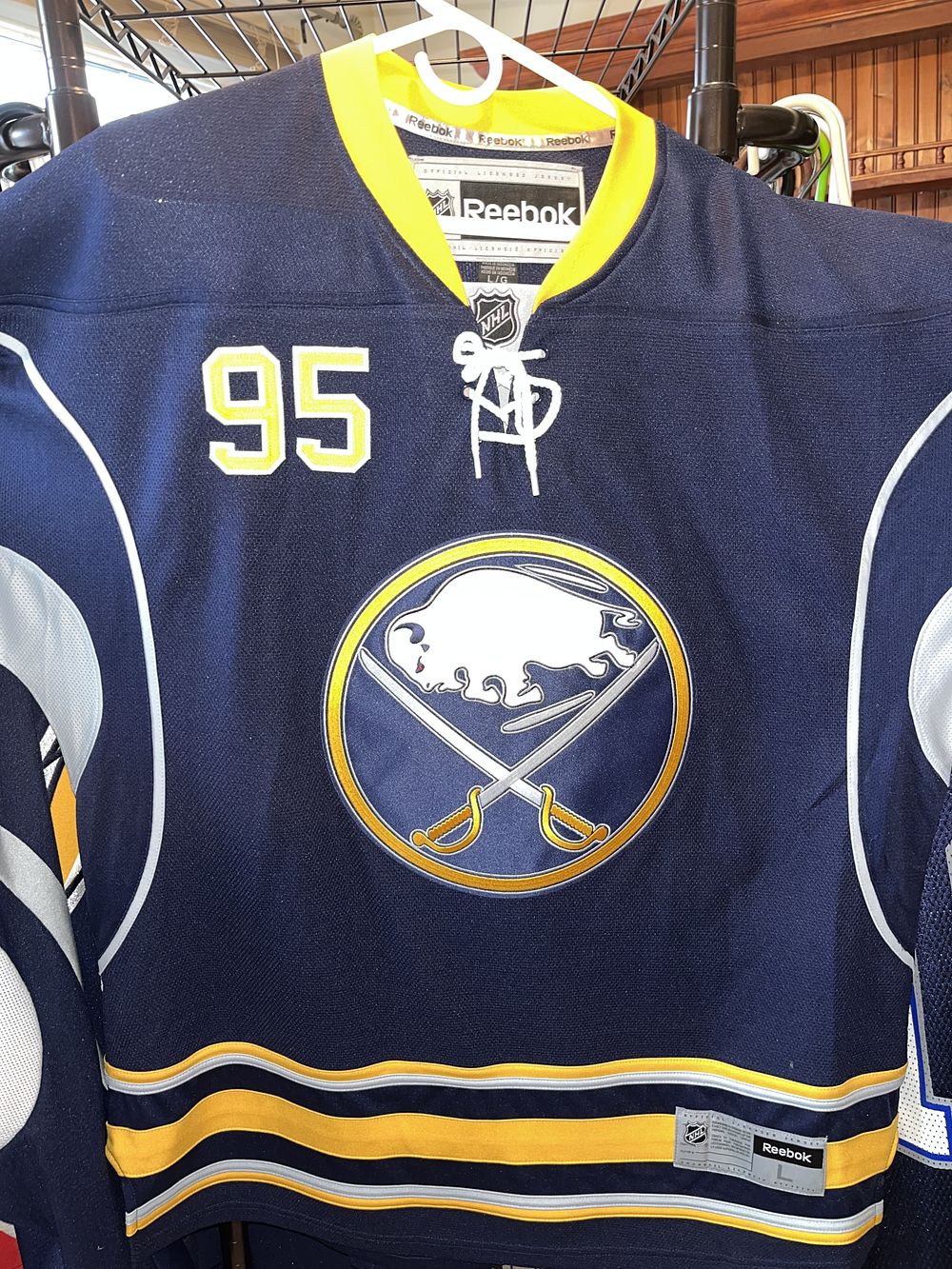 Lot 218i: Signed Justin Bailey Buffalo Sabres Reebok Premier Home Jersey Size Large
