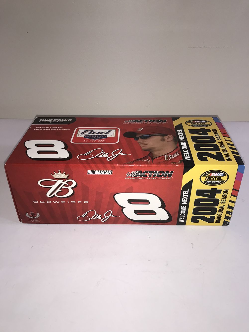 Lot 416: Action Racing Collectables 1:24 Scale Dale Earnhardt Jr. #8 Budweiser 2004 Chevrolet Monte Carlo Born On Date Dealer Exclusive