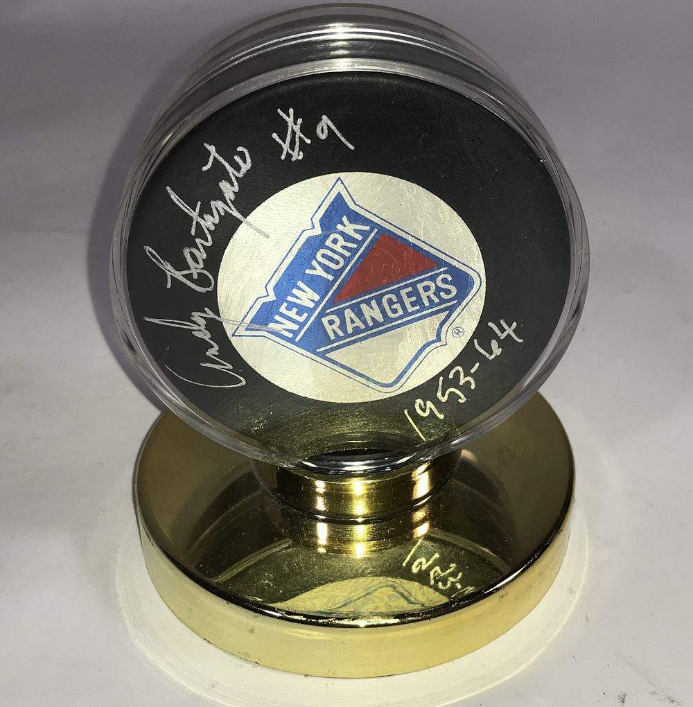 Lot 241e: Autographed Andy Bathgate New York Rangers Puck