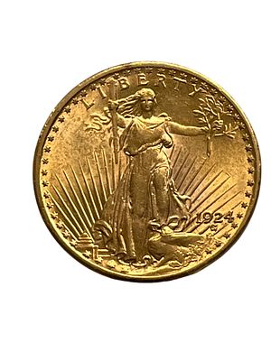 US 1924-S Saint-Gaudens Gold Double Eagle Coin. US San Francisco Mint Saint-Gaudens gold Double 
