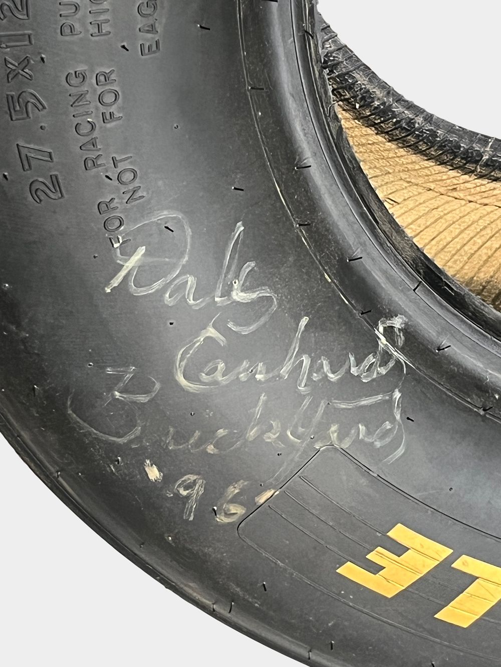 Lot 299: Dale Earnhardt Sr. Signed Race-Used Goodyear Eagle NASCAR Tire