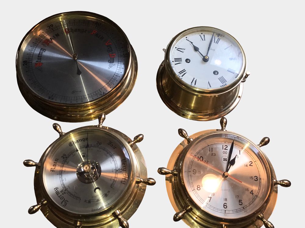 Lot 70: 4 Brass Nautical Ship Clocks & Barometers