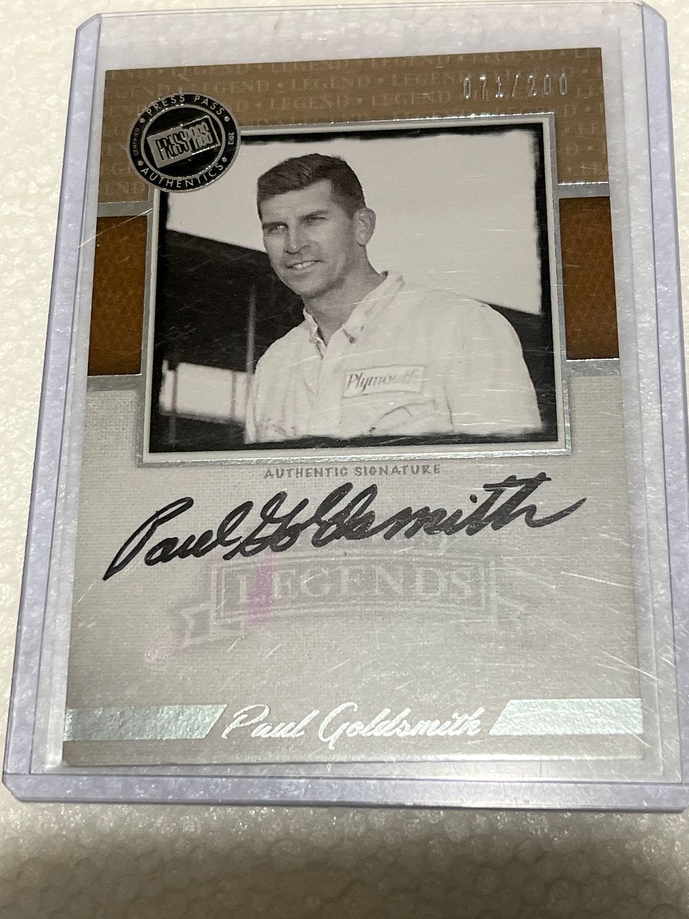 Lot 64: Press Pass Autograph Paul Goldsmith