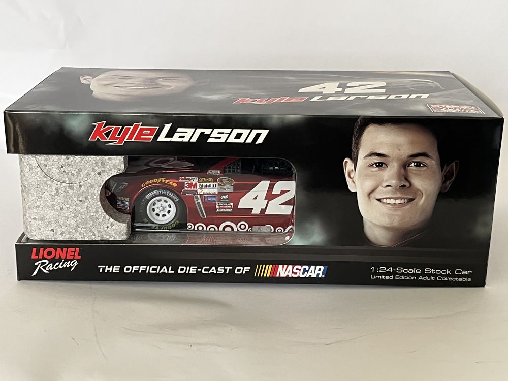 Lot 275: Lionel Racing 2015 Kyle Larson #42 Target Bullseye Autographed Color Chrome 1:24 Scale Die-Cast Stock Car