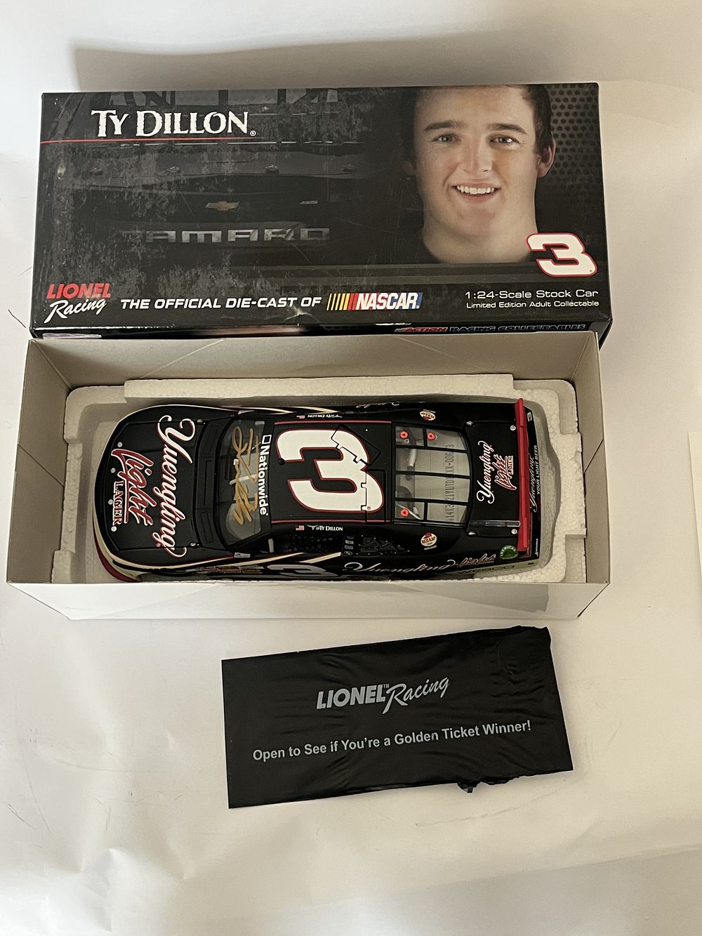 Lot 1: Ty Dillon Autographed 2014 Yuengling Light #3 Chevrolet Camaro Die-Cast Car