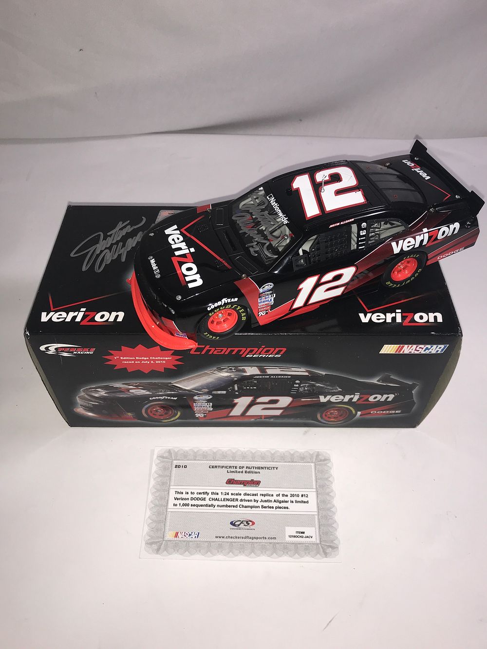 Lot 343: Autographed Justin Allgaier on Diecast & Box