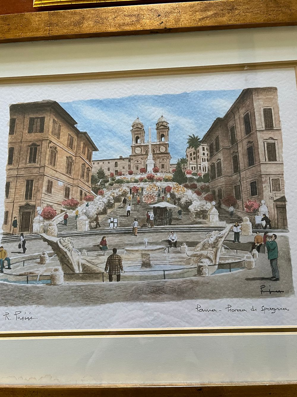Lot 102: Romano Putini, Piazza di Spagna, Rome, Watercolor on Paper