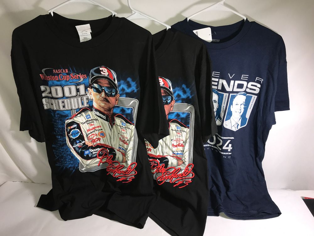 Lot 612: 3 pair NASCAR T-shirts size L