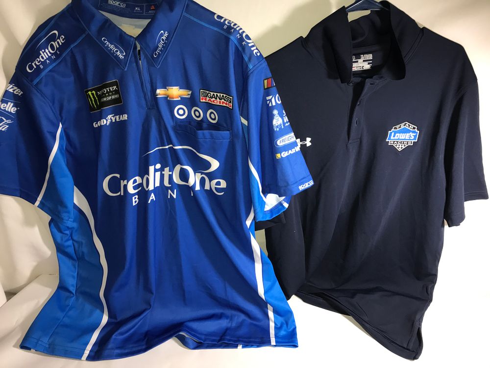 Lot 616: 2 pair NASCAR quarter zip T-shirts size XL