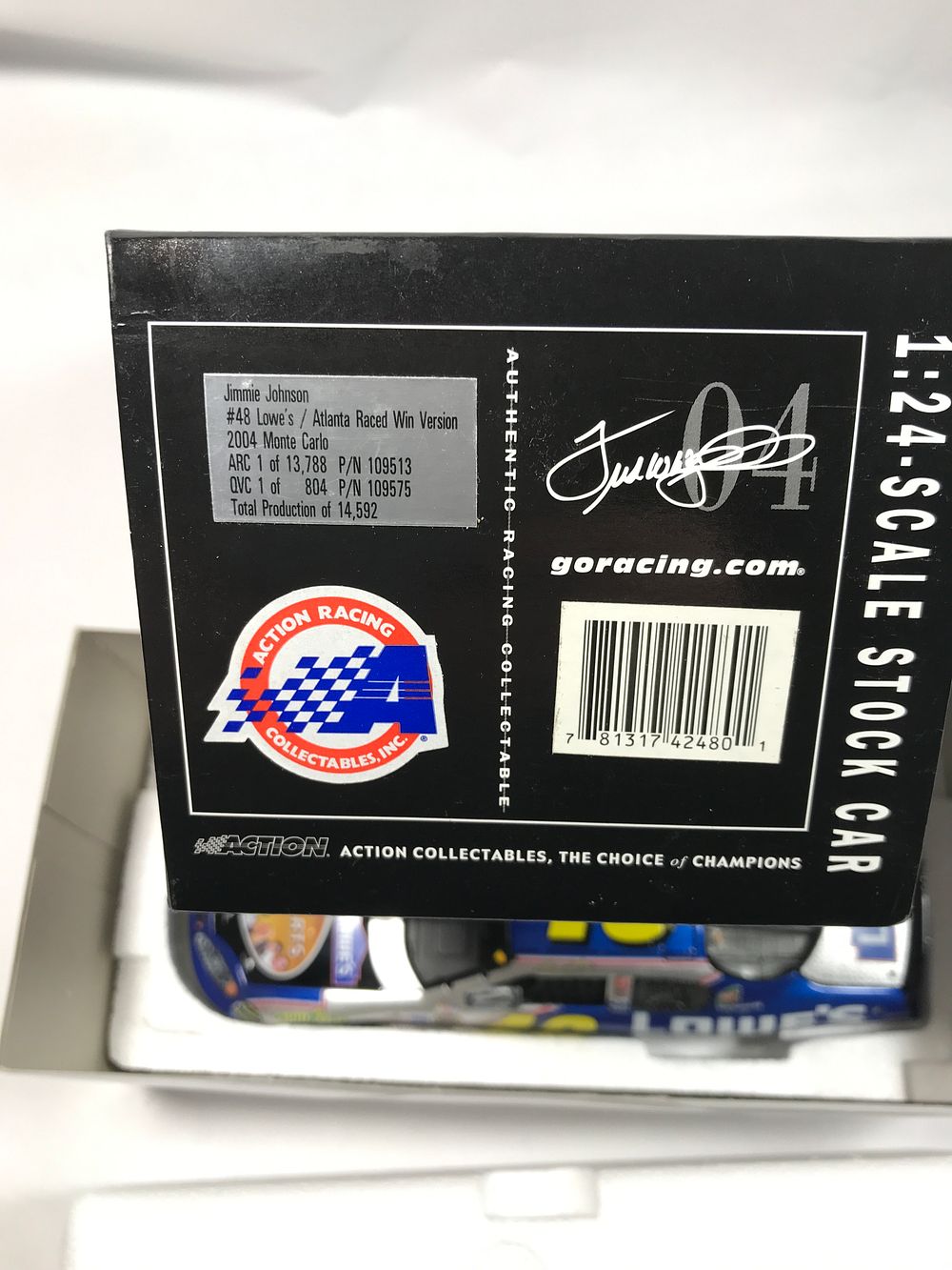 Lot 1519: Jimmie Johnson 2004 Raced Win Atlanta Diecast