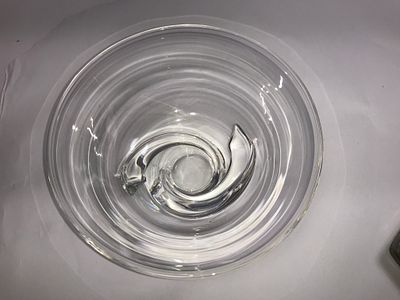 Steuben Spiral Art Glass Bowl w/ Cover. This clear crystal bowl features a distinctive art 