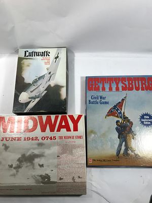 Avalon Hill Board Game Collection. Games include Gettysburg, Luftwaffe and Midway, all in 