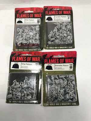 Flames of War Miniatures Game Packs (4). All four are in original packaging, never opened