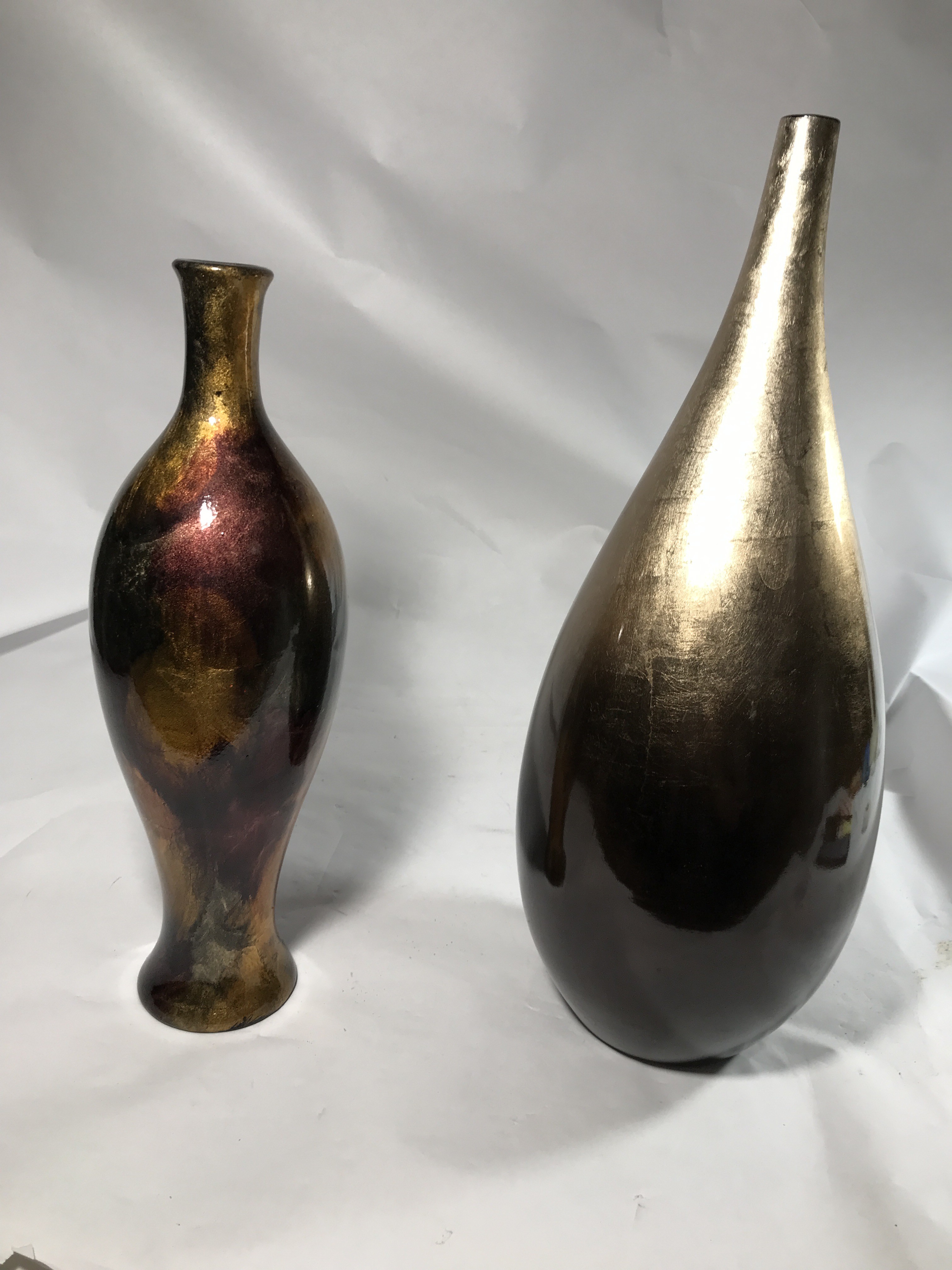 Home Decor Vases: Red, Gold and black marbleize