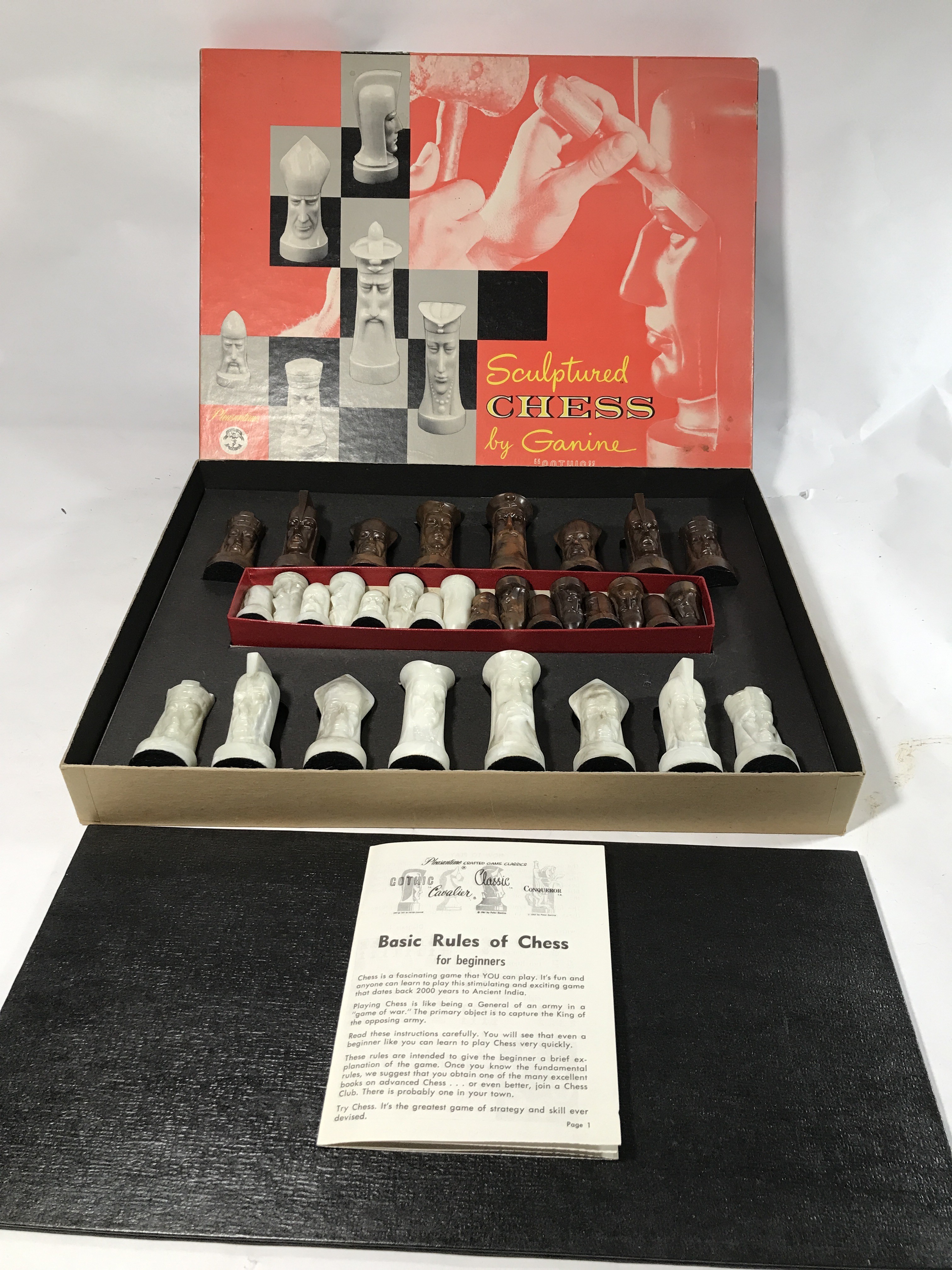 Sculptured Gothic Chess Board & Game Pieces
