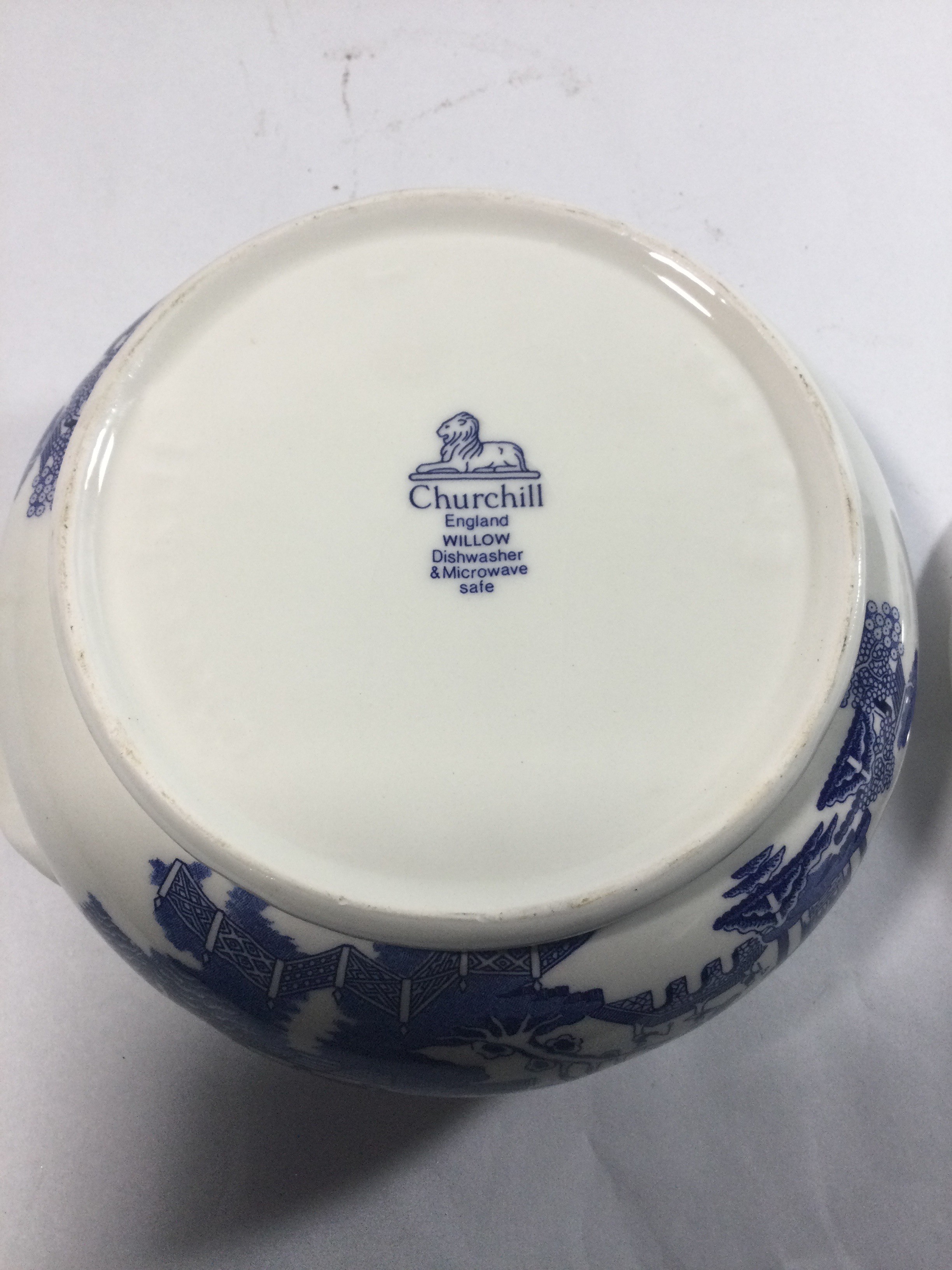 Vintage Churchill Willow Blue Covered Veggie Bowl
