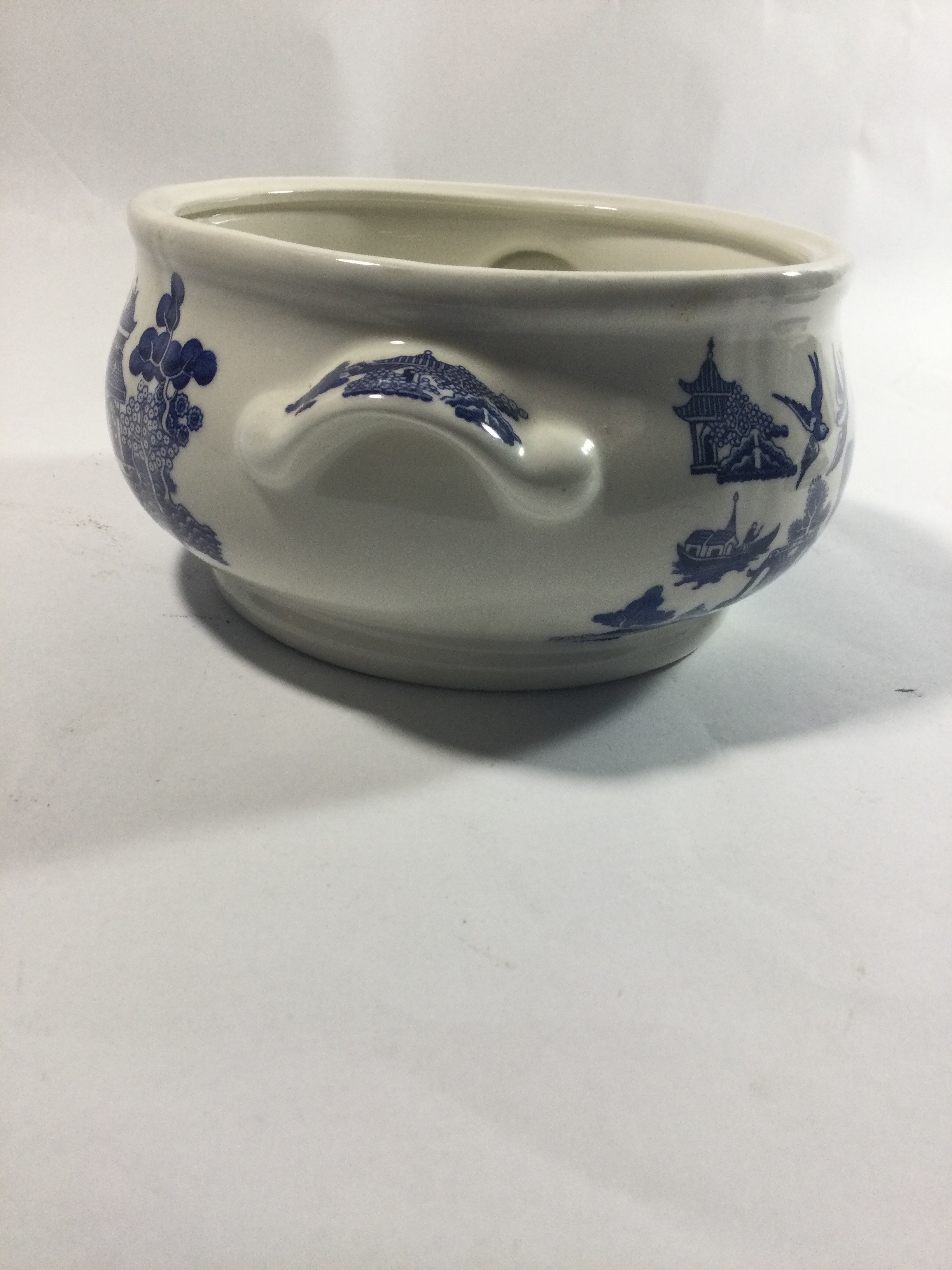 Vintage Churchill Willow Blue Covered Veggie Bowl