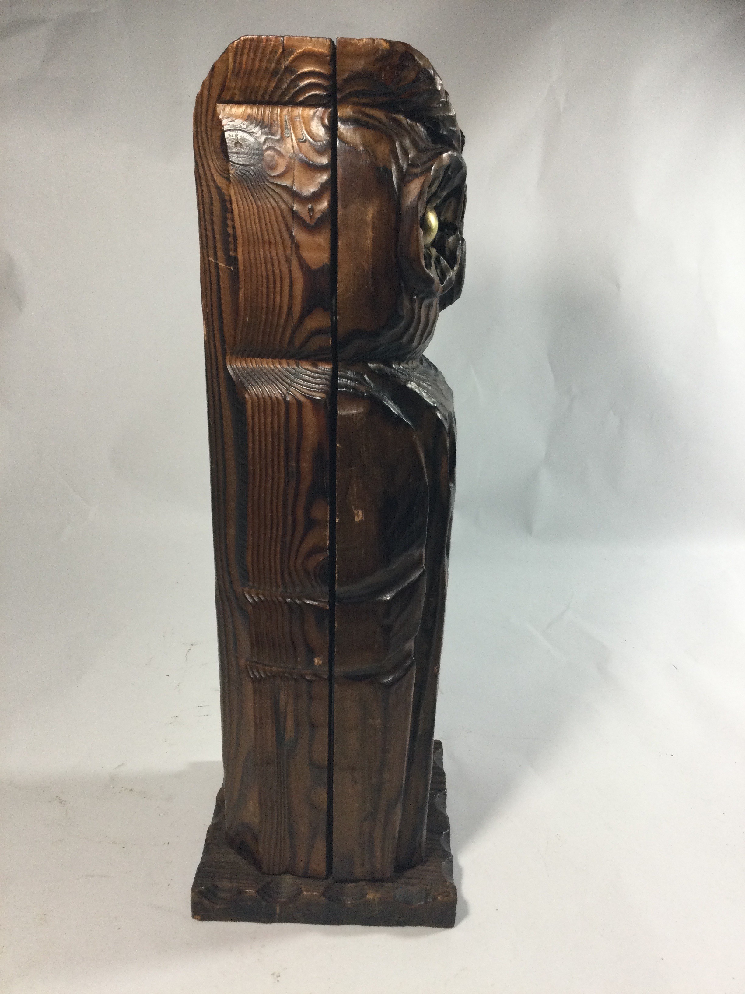Carved Wood Owl Wine Bottle Holder