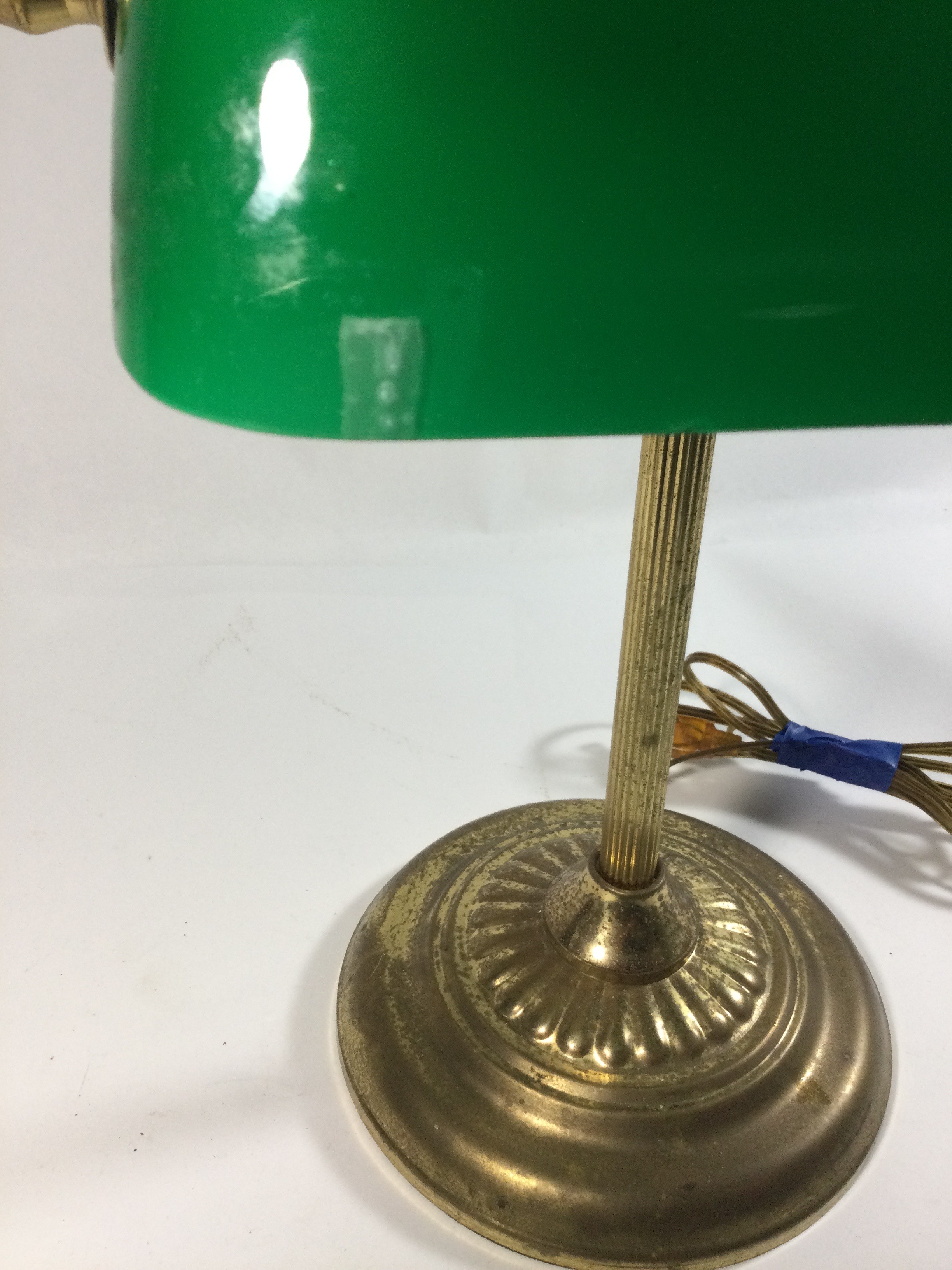 Vintage Bankers Lamp Emerald Green Glass Shade