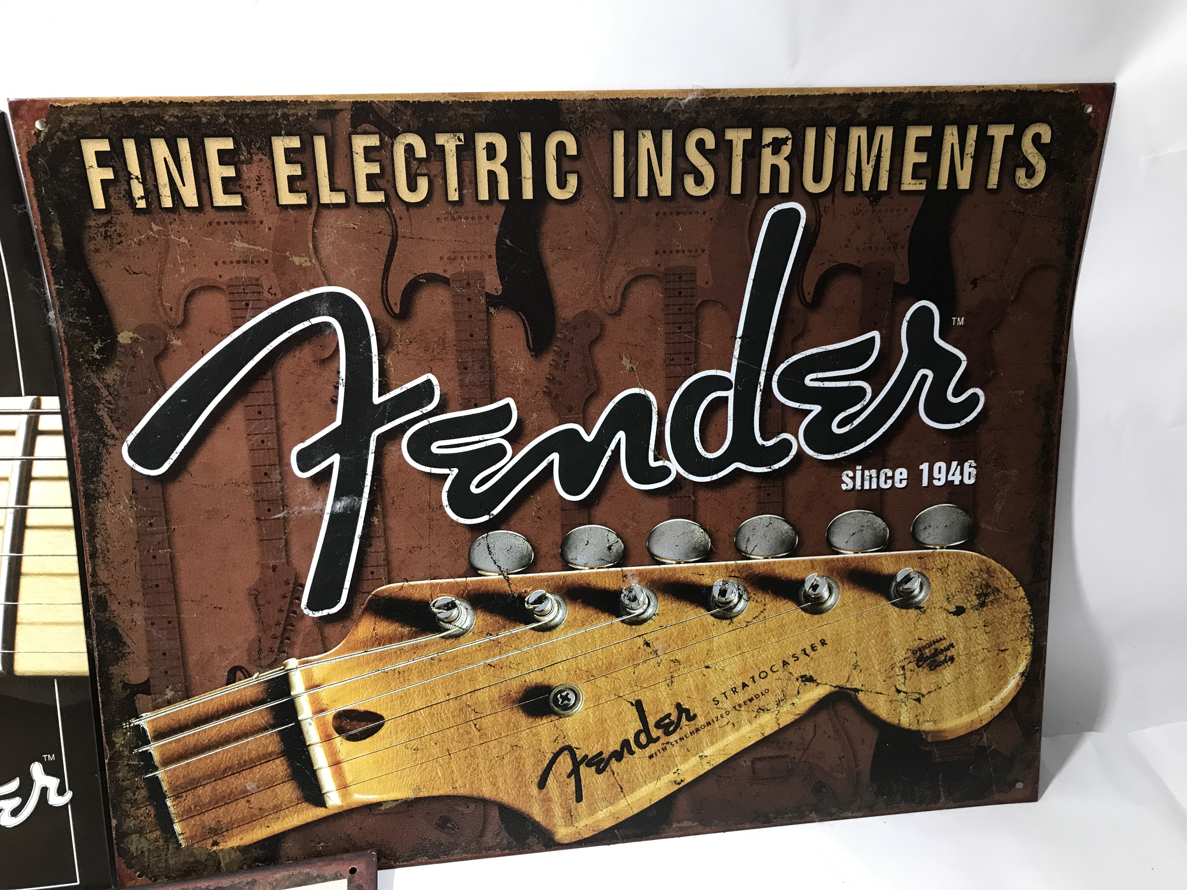 3 Tin FENDER Signs