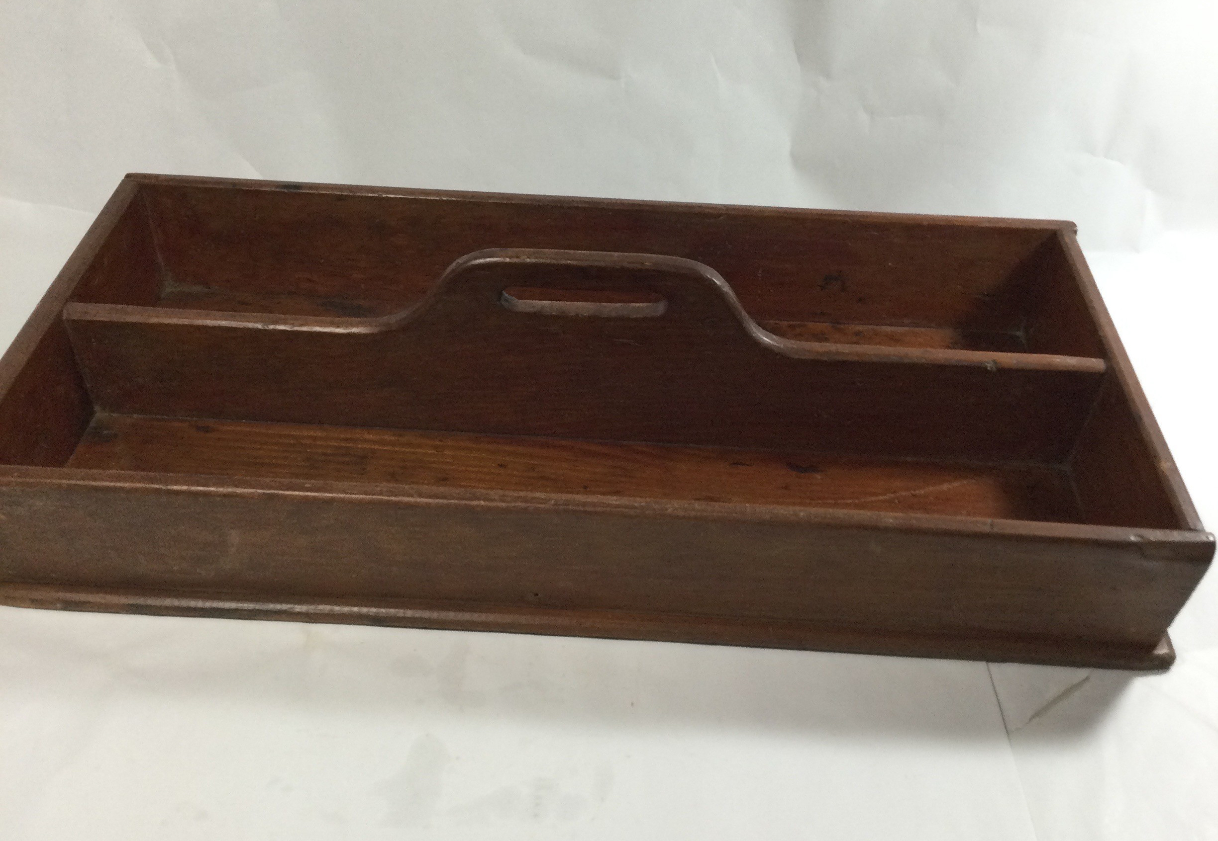 Vintage Wooden Primitive Cutlery Tray
