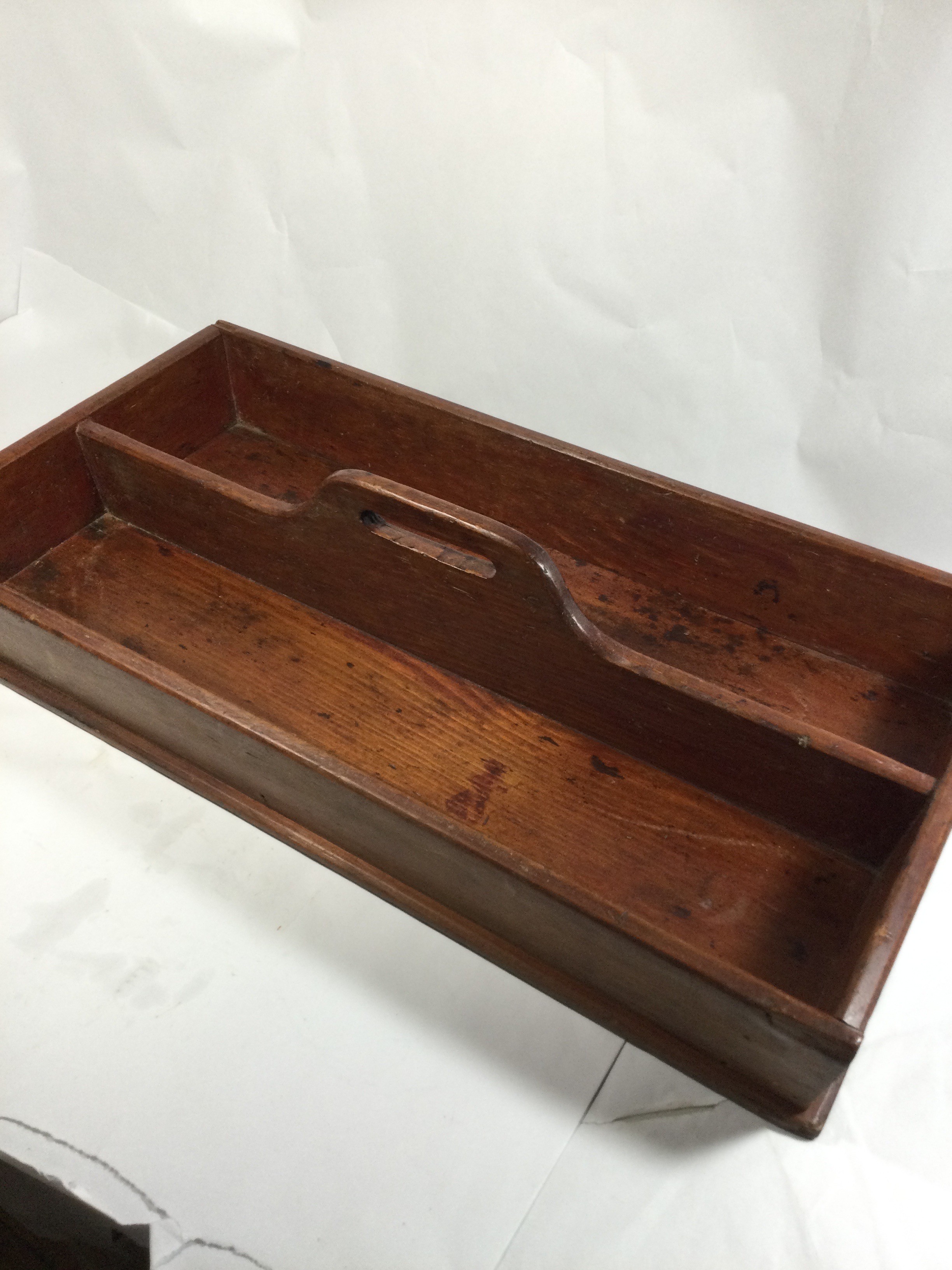 Vintage Wooden Primitive Cutlery Tray