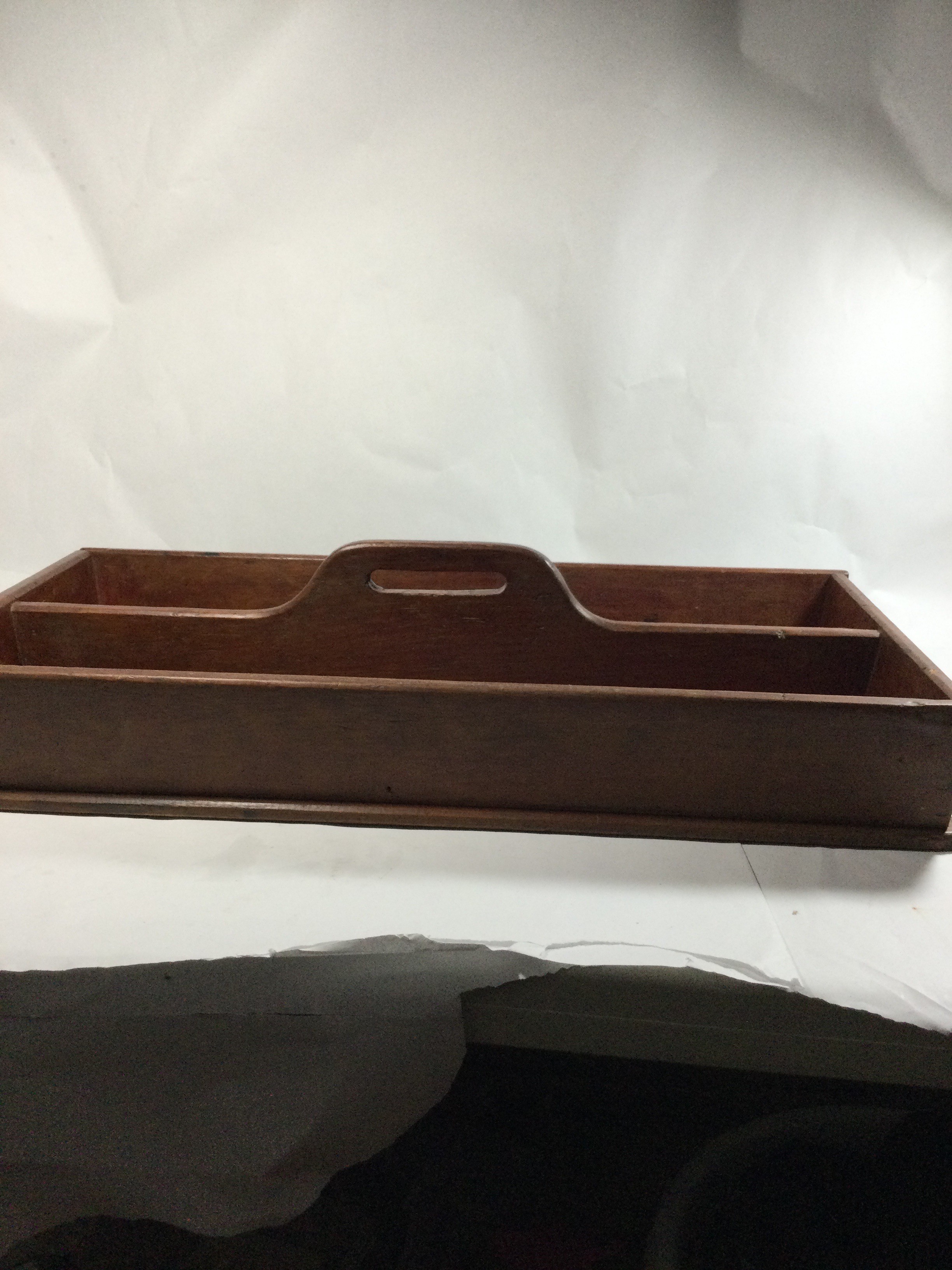 Vintage Wooden Primitive Cutlery Tray