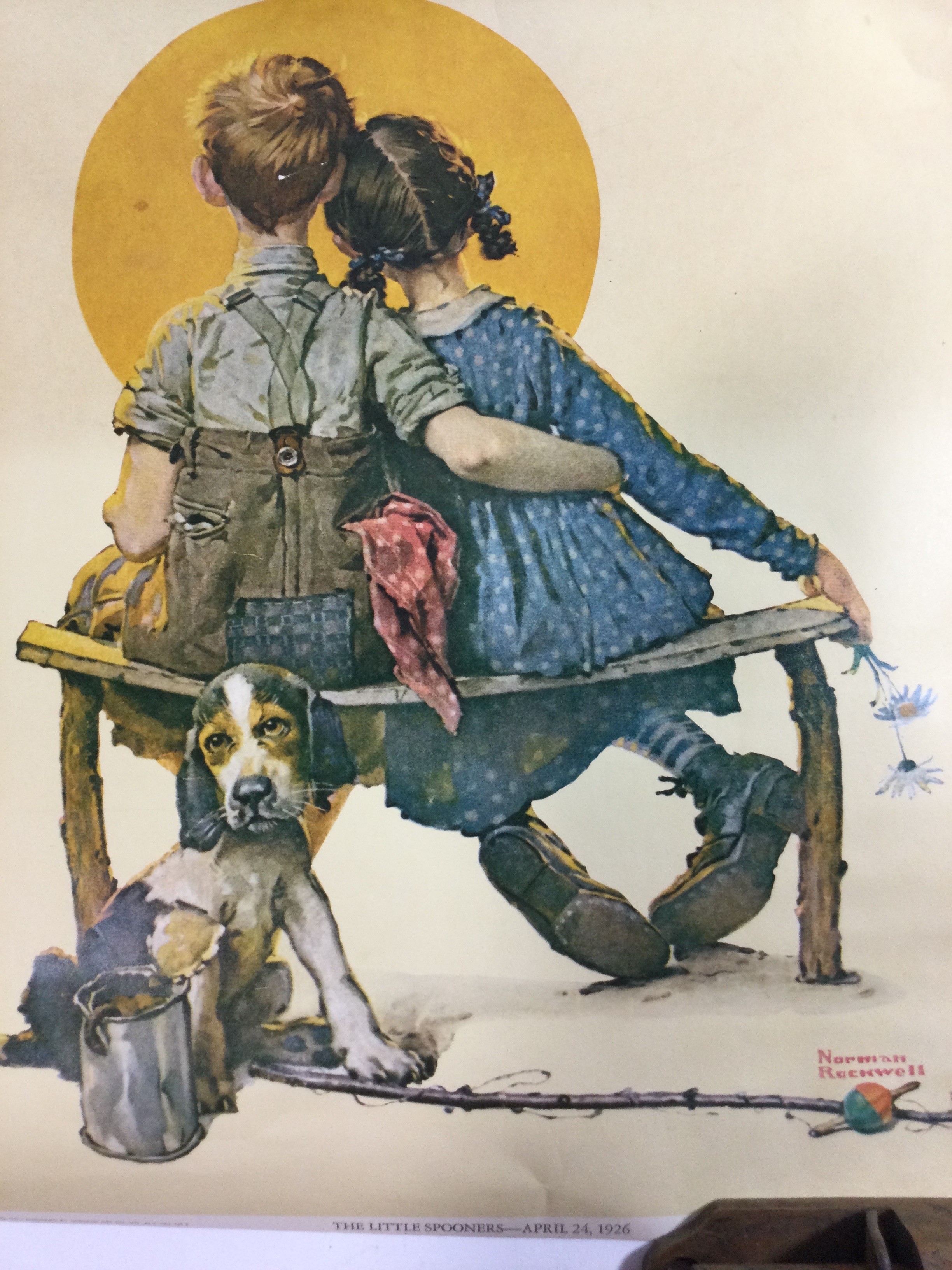 Norman Rockwell metal tray depicting Santa Klos