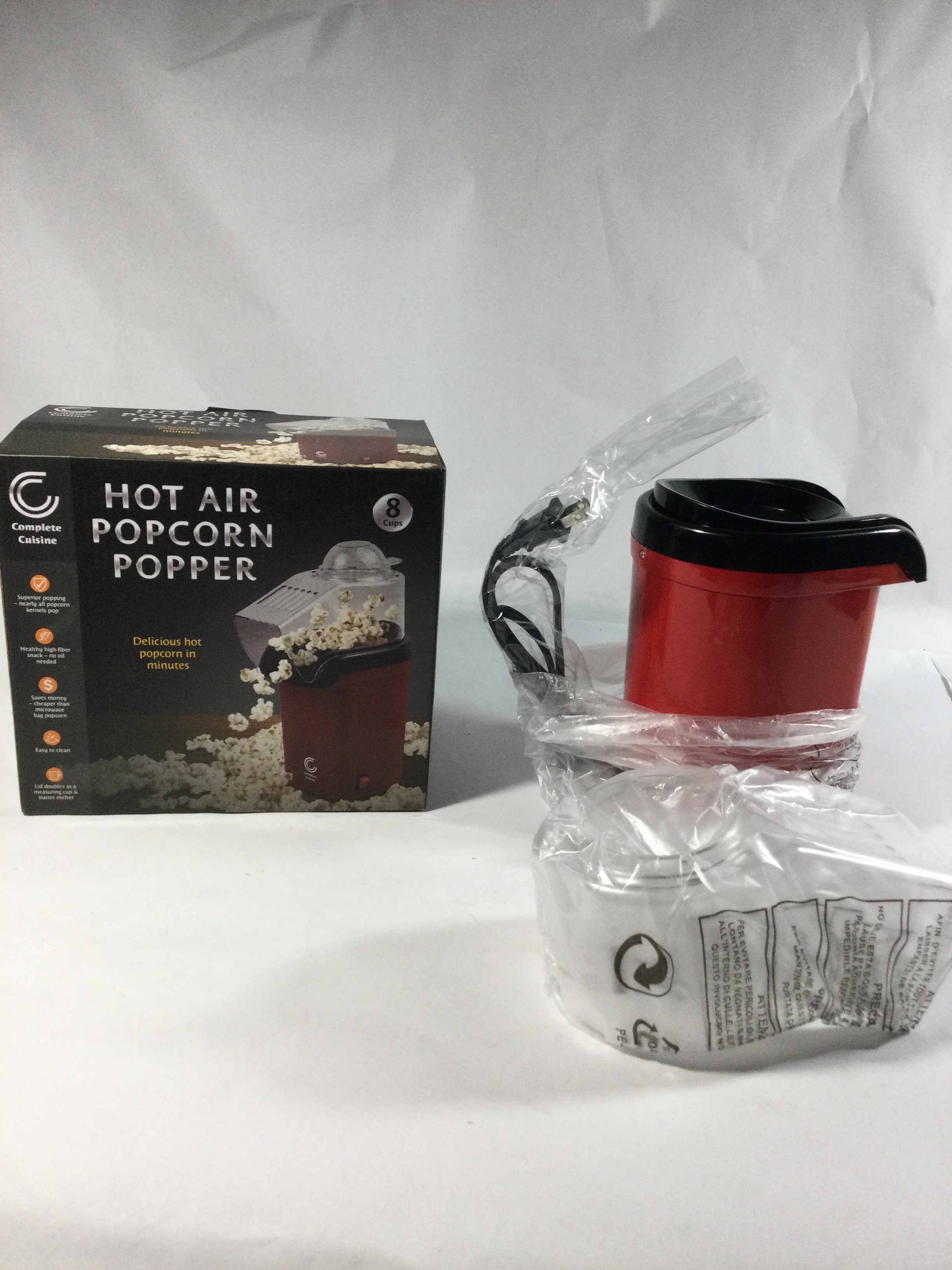 Hot air popcorn popper by complete cuisine ,box