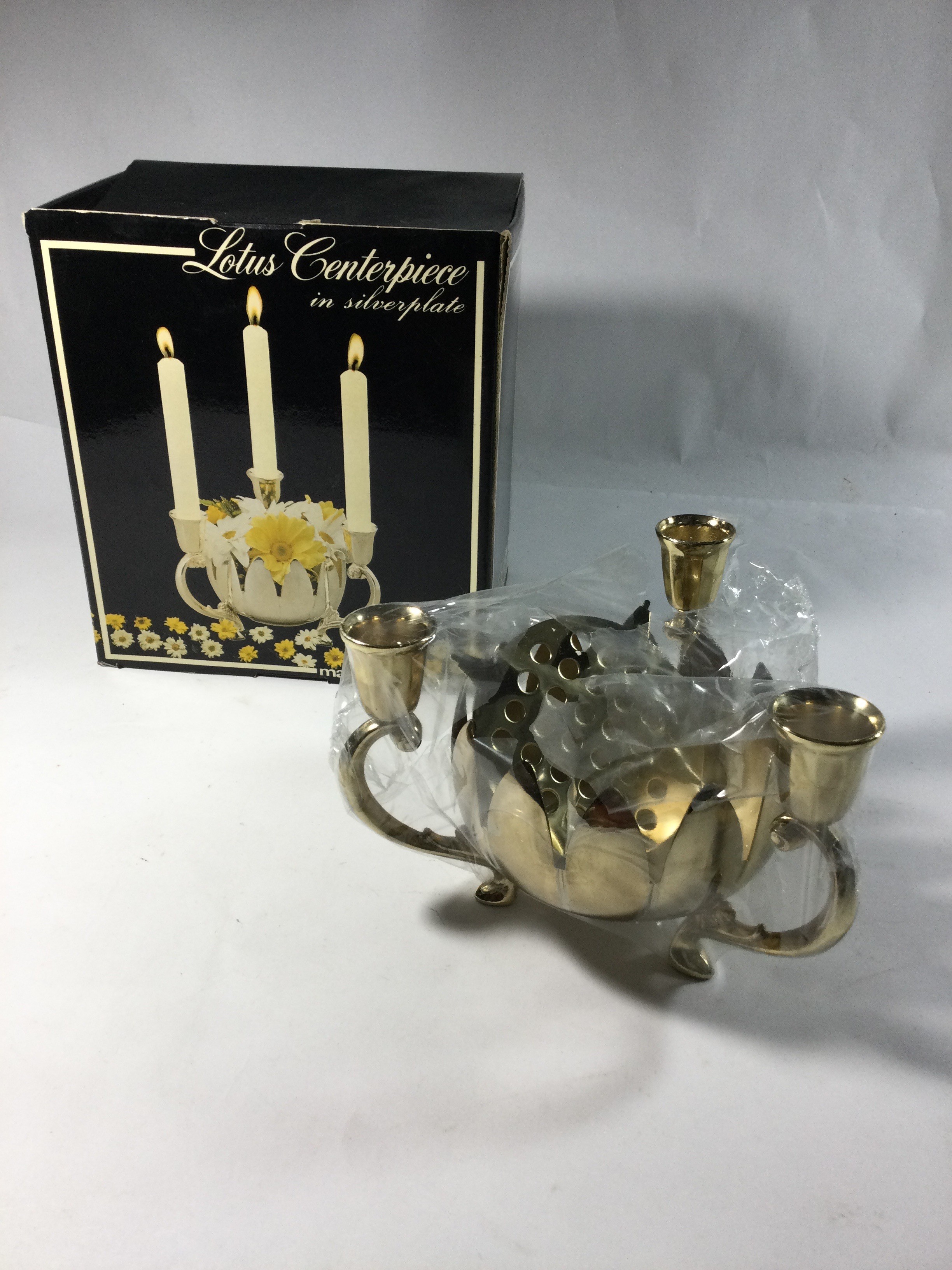 Lotus Centerpiece Candle Holder Brass Plated