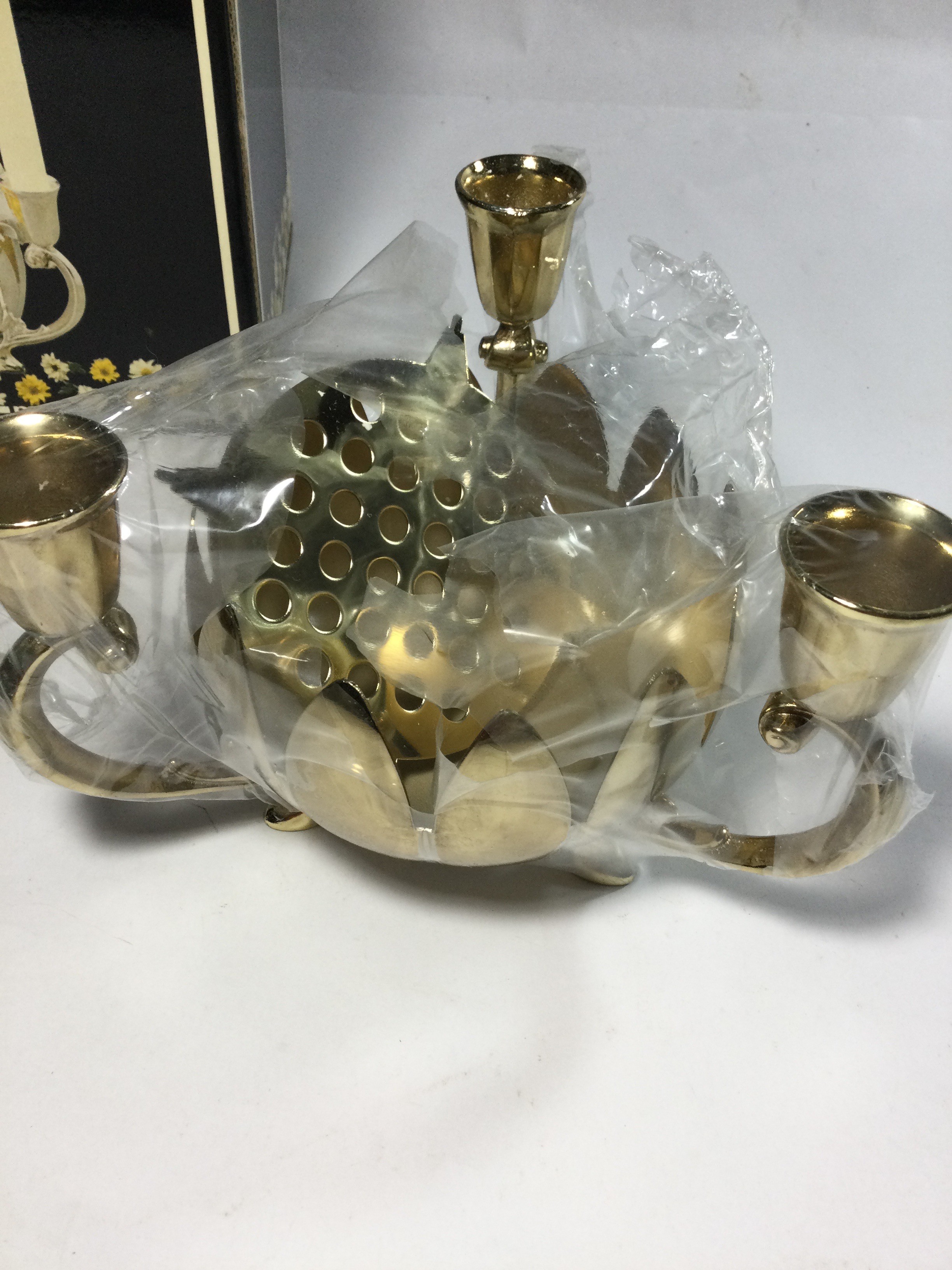 Lotus Centerpiece Candle Holder Brass Plated