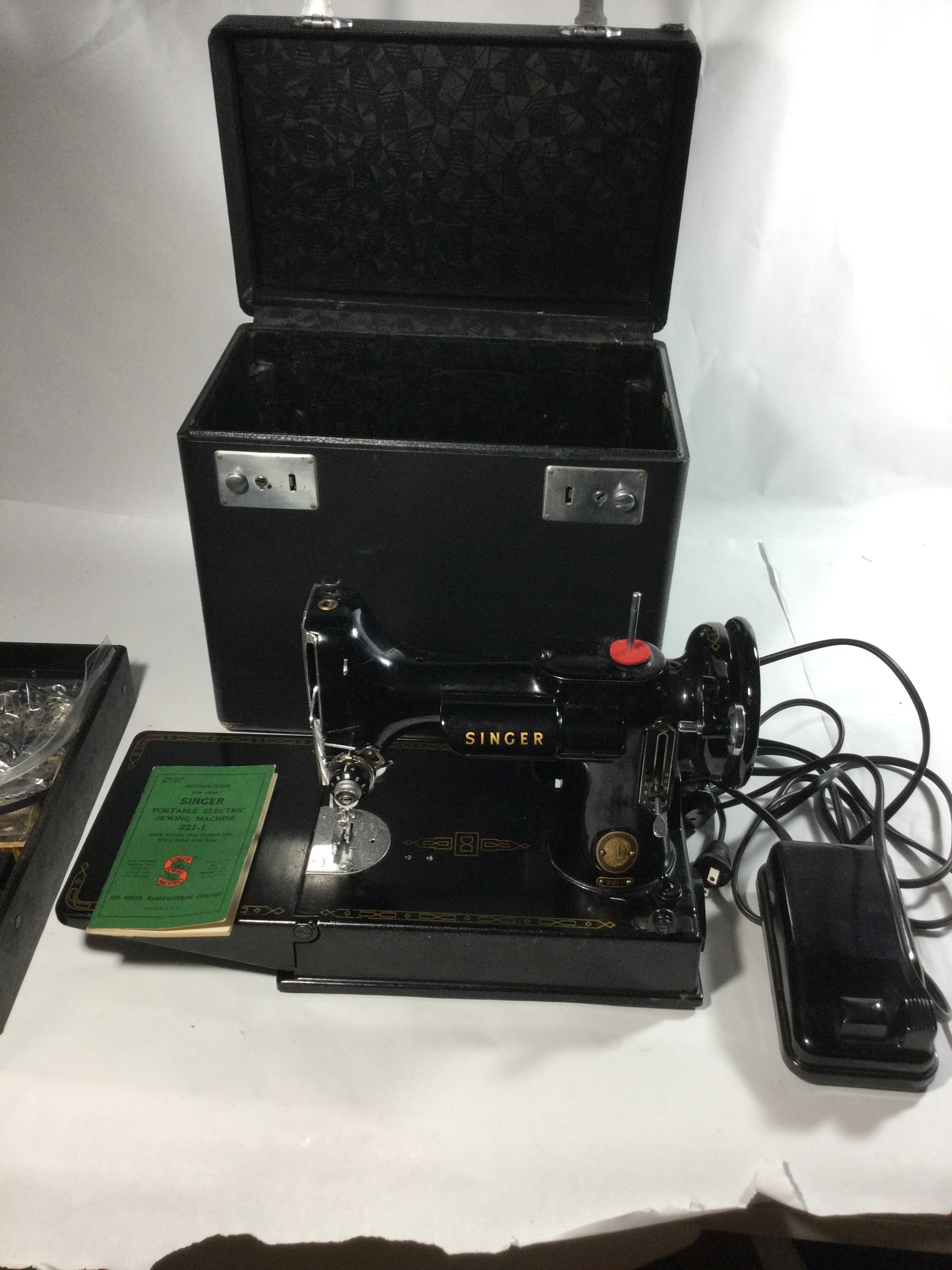 Antique Singer portable electric sewing machine