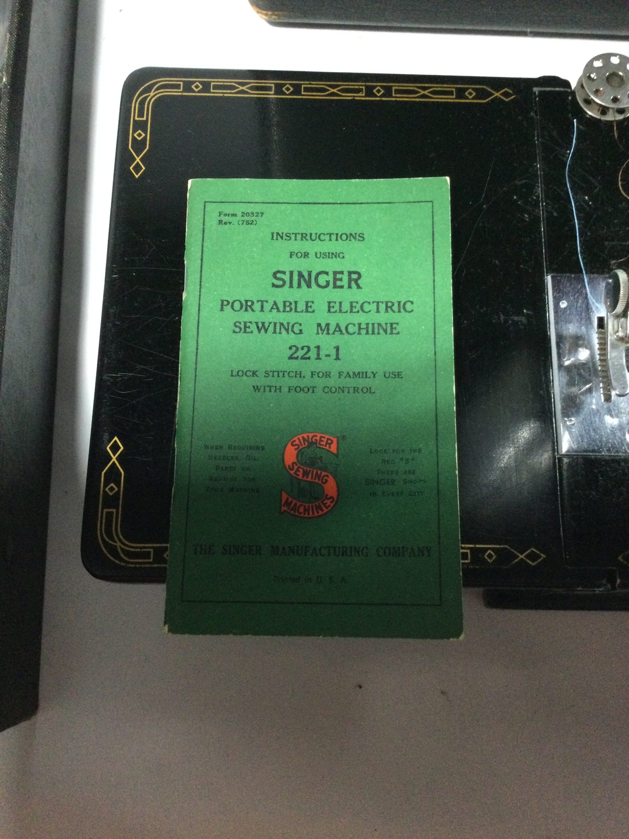 Antique Singer portable electric sewing machine