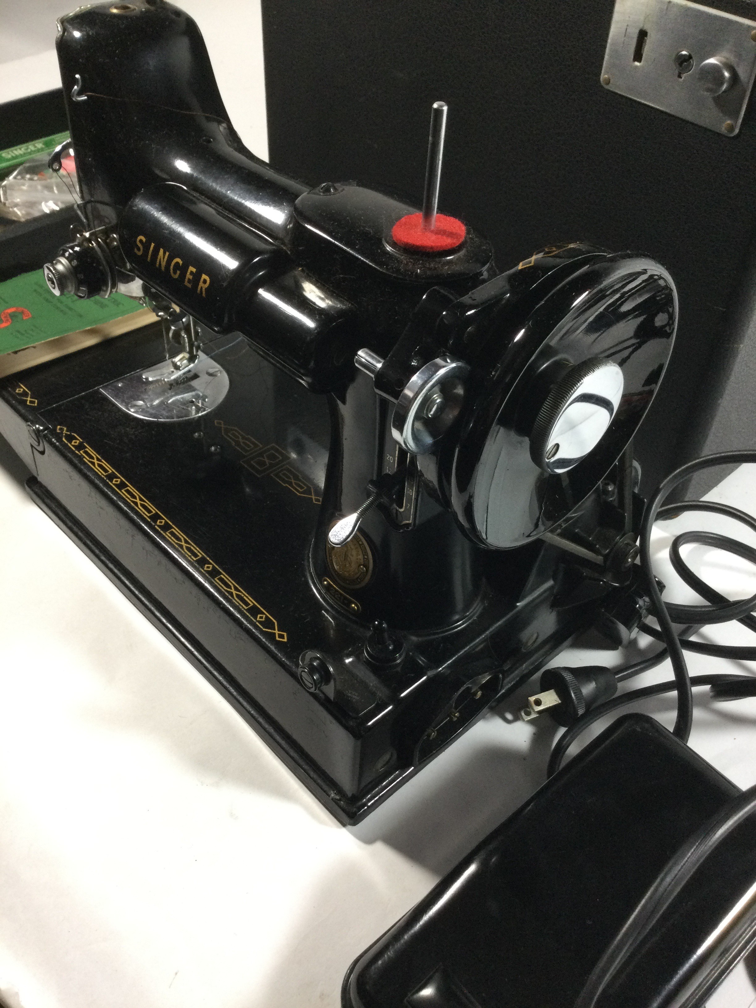 Antique Singer portable electric sewing machine