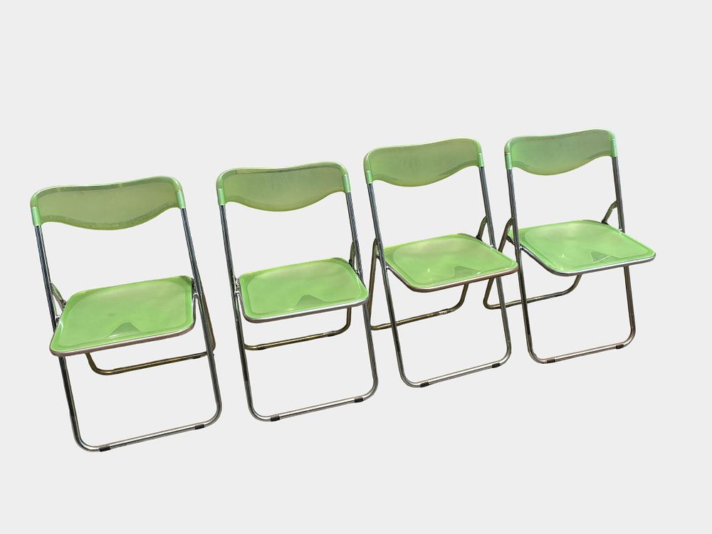 Lot 330: Mid-Century Modern Style Acrylic and Chrome Folding Chairs