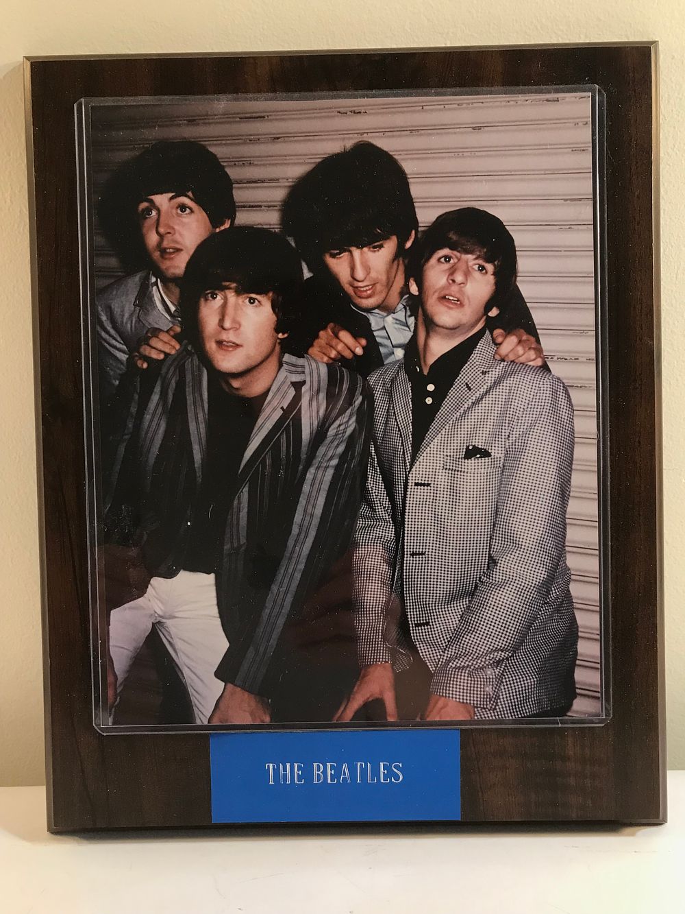Lot 527: The Beatles Commemorative Wood Laminate Wall Plaqu