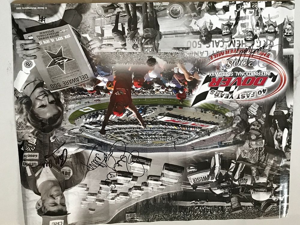 Lot 56: Autographed NASCAR Dover International Speedway Poster 20 x 16