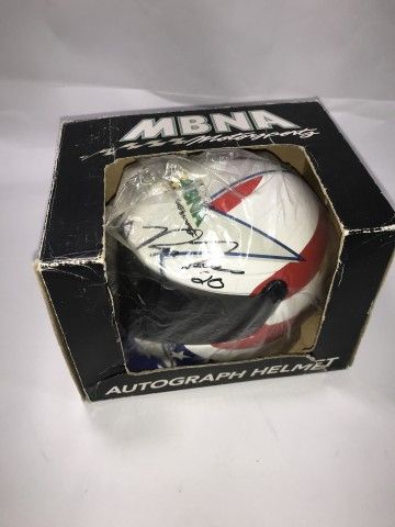 Lot 587: Autographed Mini Helmet MBNA #20 in original box