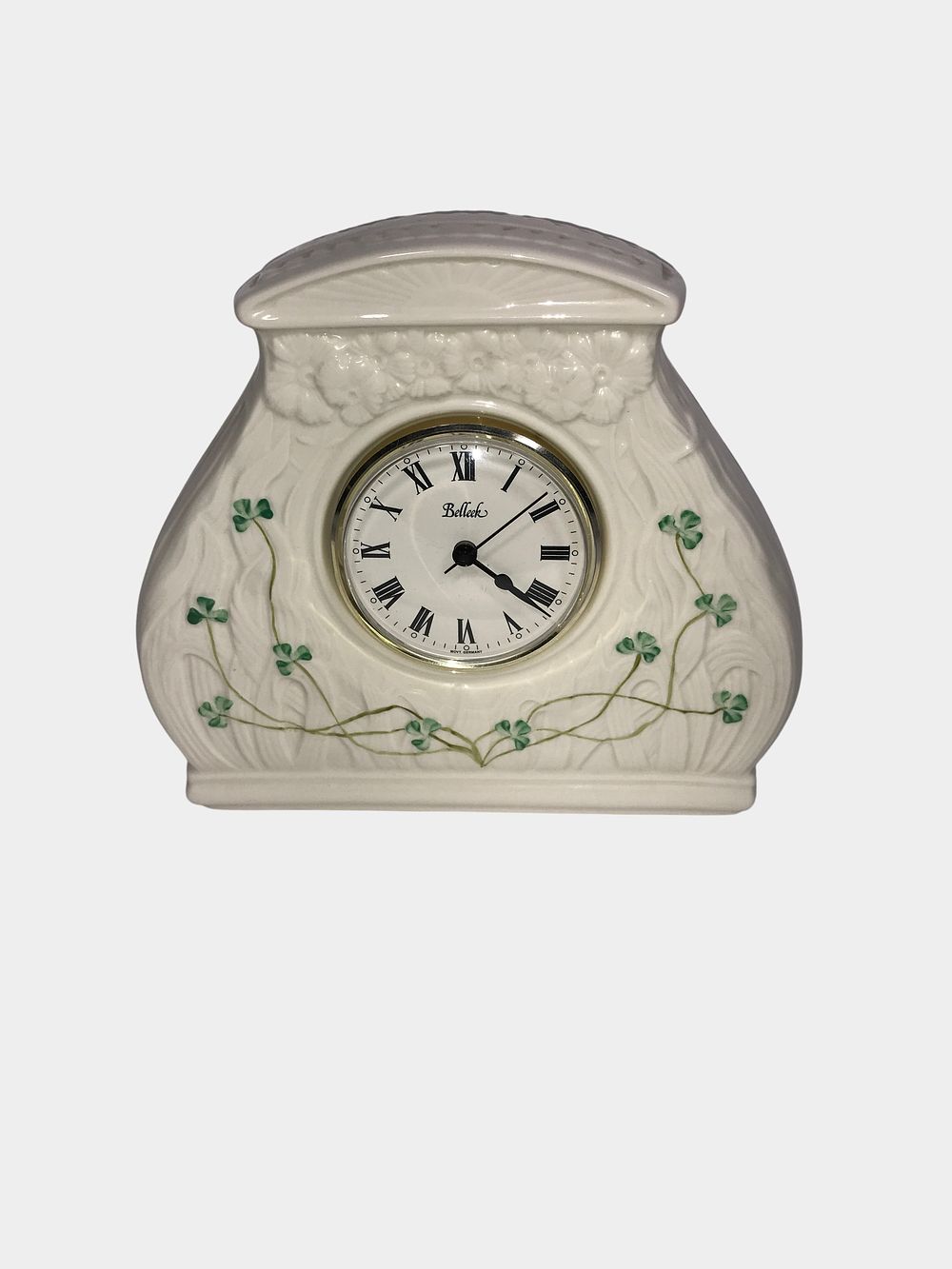Lot 5: Belleek Irish Parian Porcelain Mantel Clock