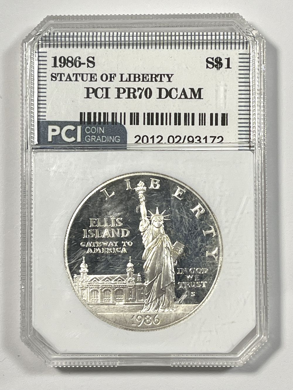 Lot 19: 1986-S Statue of Liberty PCI PR70