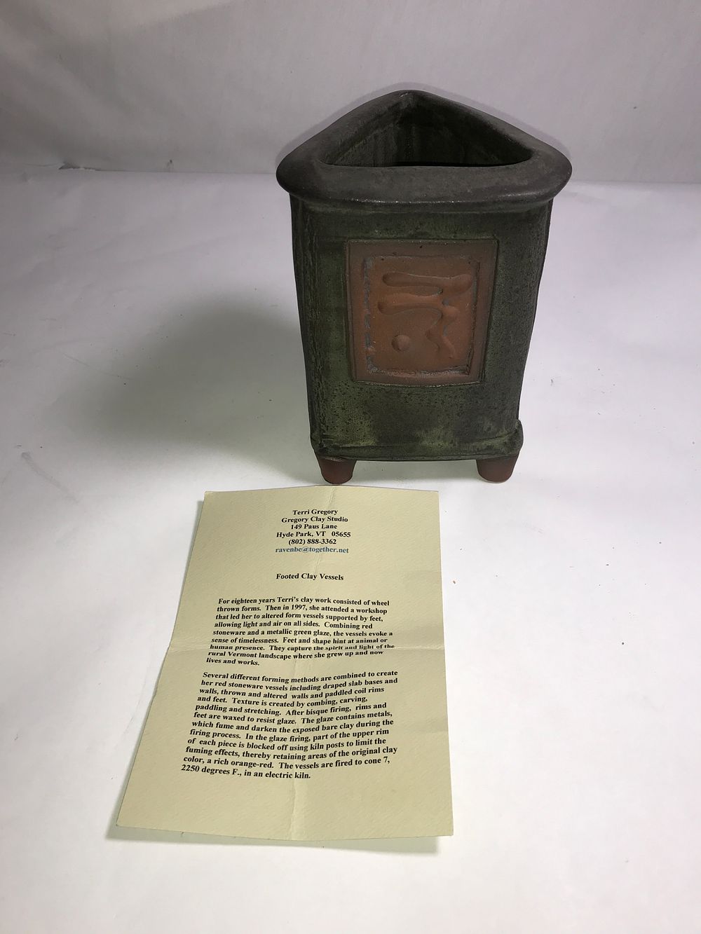 Lot 36: Footed Clay Vessel by Gregory Clay Studio