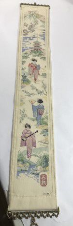 Lot 56: Vintage Japanese Themed Cross-stitch Bell Pull